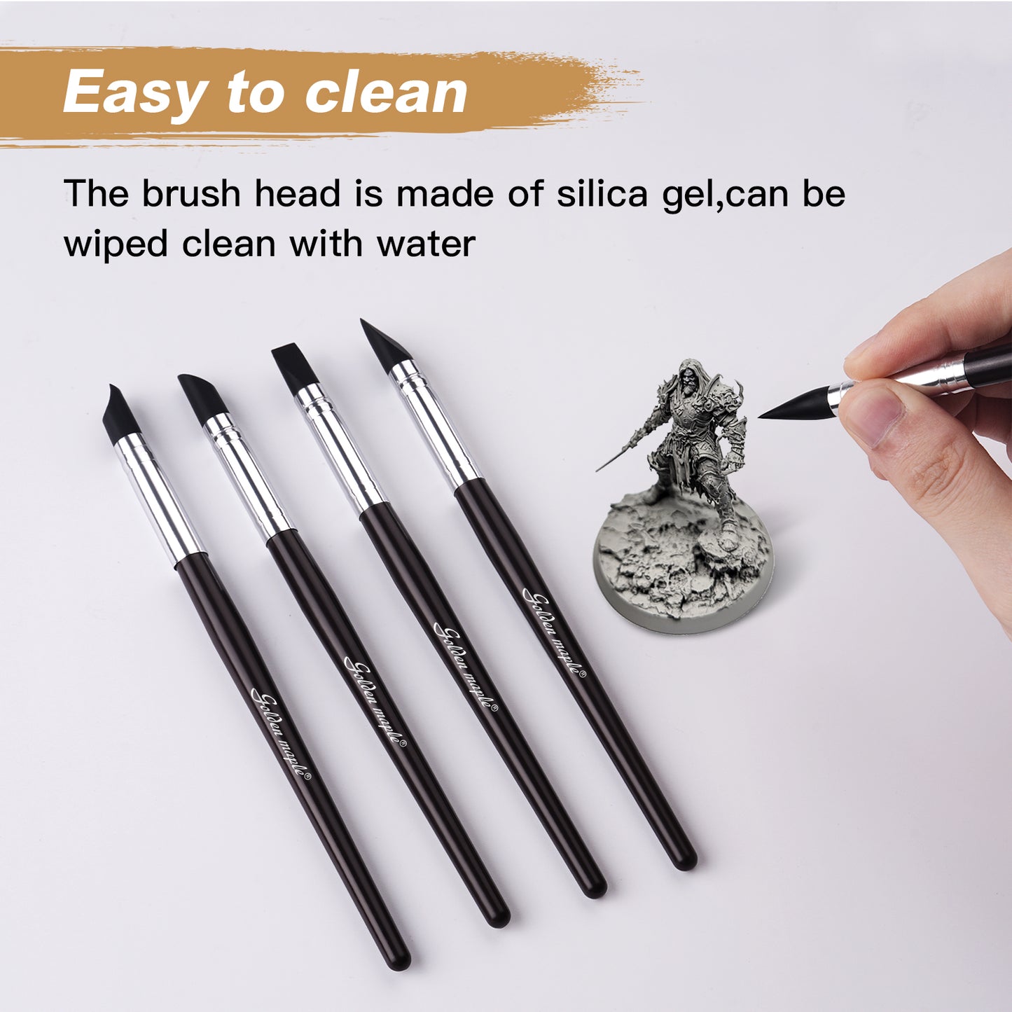 Golden Maple Clay Shapers - Color Shapers Black Firm Clay Coloring Drawing Tool Set - 5pcs Silicone Tips, Clay Shapers, Pottery Painting Tools