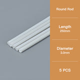 Five round model rods have a diameter of 3.0 mm and a length of 250 mm.