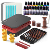 Golden Maple all-in-one miniature painting kit with wet palette, acrylic paints, detail brushes, and painting handle.