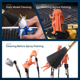 Using model cleaning anti-static brush before painting and spray painting plastic miniatures.