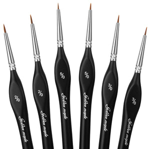 Kolinsky Sable Detail Brush set, miniature sizes 2/0, 3/0, 5/0 for miniature painting.