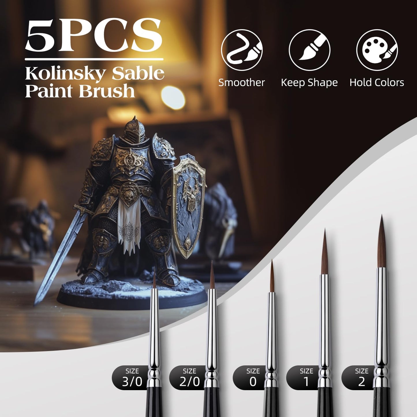 Golden Maple Master I: 7PCS Kolinsky Sable & Goat Hair Miniature Paint Brush Set