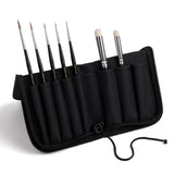Portable art set with Kolinsky Sable Detail Brushes and goat hair drybrushes in a professional black fabric travel case.