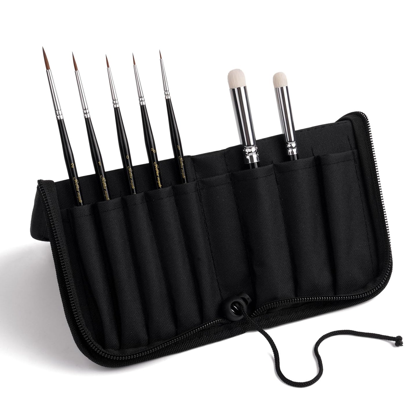 Golden Maple Master I: 7PCS Kolinsky Sable & Goat Hair Miniature Paint Brush Set