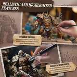 Miniature model painting dry brushes with Premium goat hair #6, dense bristle #5, domed #4 for large & medium models.