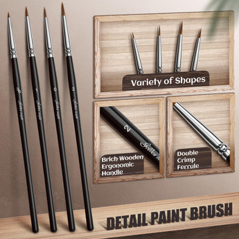 Premium art brushes with lasting shape, double ferrules for no shedding vs others. Ideal for miniature painting & watercolor.