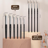 18PC Miniature Paint Brushes Model Brush Set with size chart for watercolor, acrylic, oil painting.