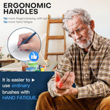 Ergonomic triangular handle detail brush for comfortable painting, reducing hand fatigue & wrist pain.