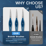 GoldenMaple premium synthetic nylon miniature brushes 10/0, durable & non-shedding bristles vs others.