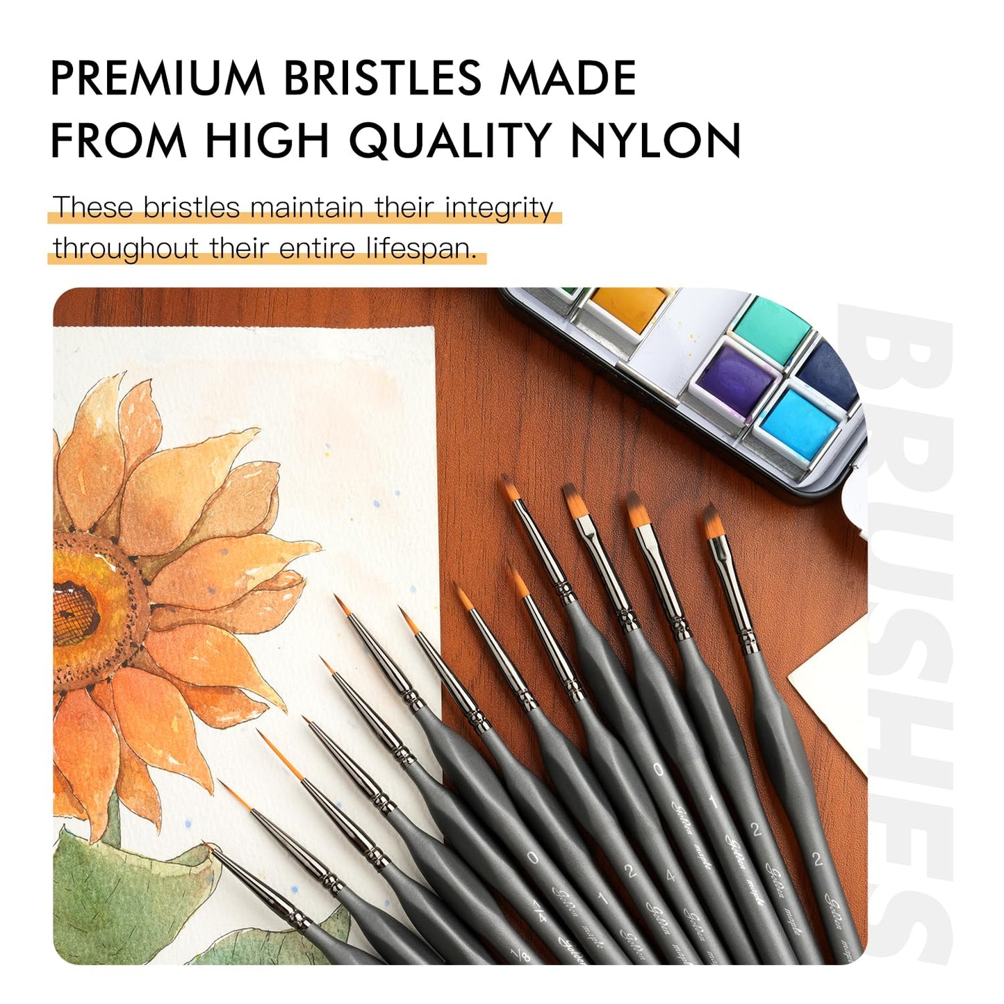 Detailing Paint Brush Set-Golden Maple 13pcs Miniature Paint Brushes Set for Fine Detail Paint, Acrylic Painting, Watercolor, Oil, Models