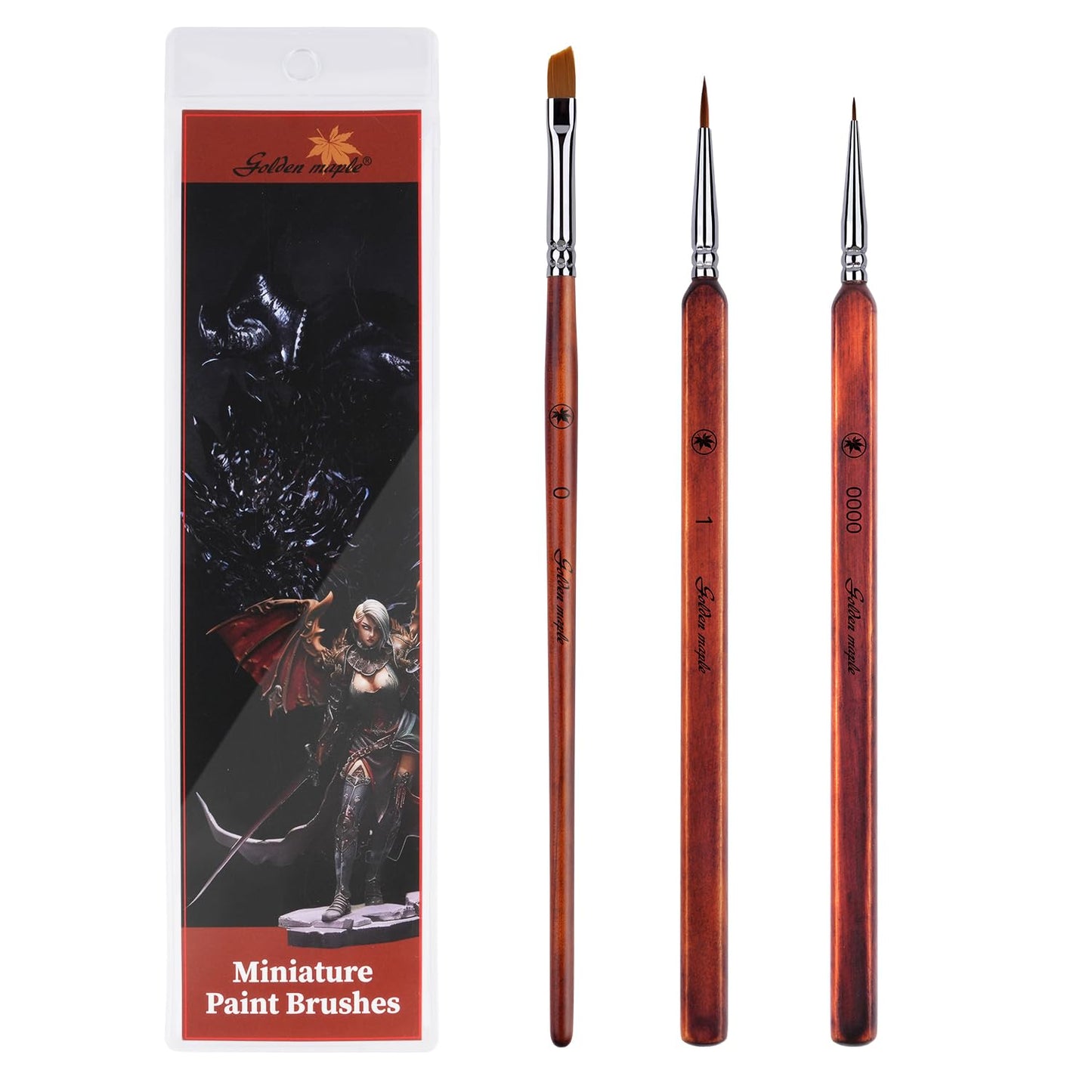 3PCS Kolinsky Sable Miniature Detail Brushes Nylon Angled Brush Set