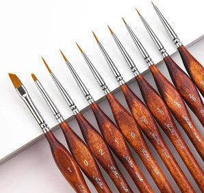 Juego de pinceles de detalles micro Brushes-10pcs de pintura Modelo en miniatura de arce dorado