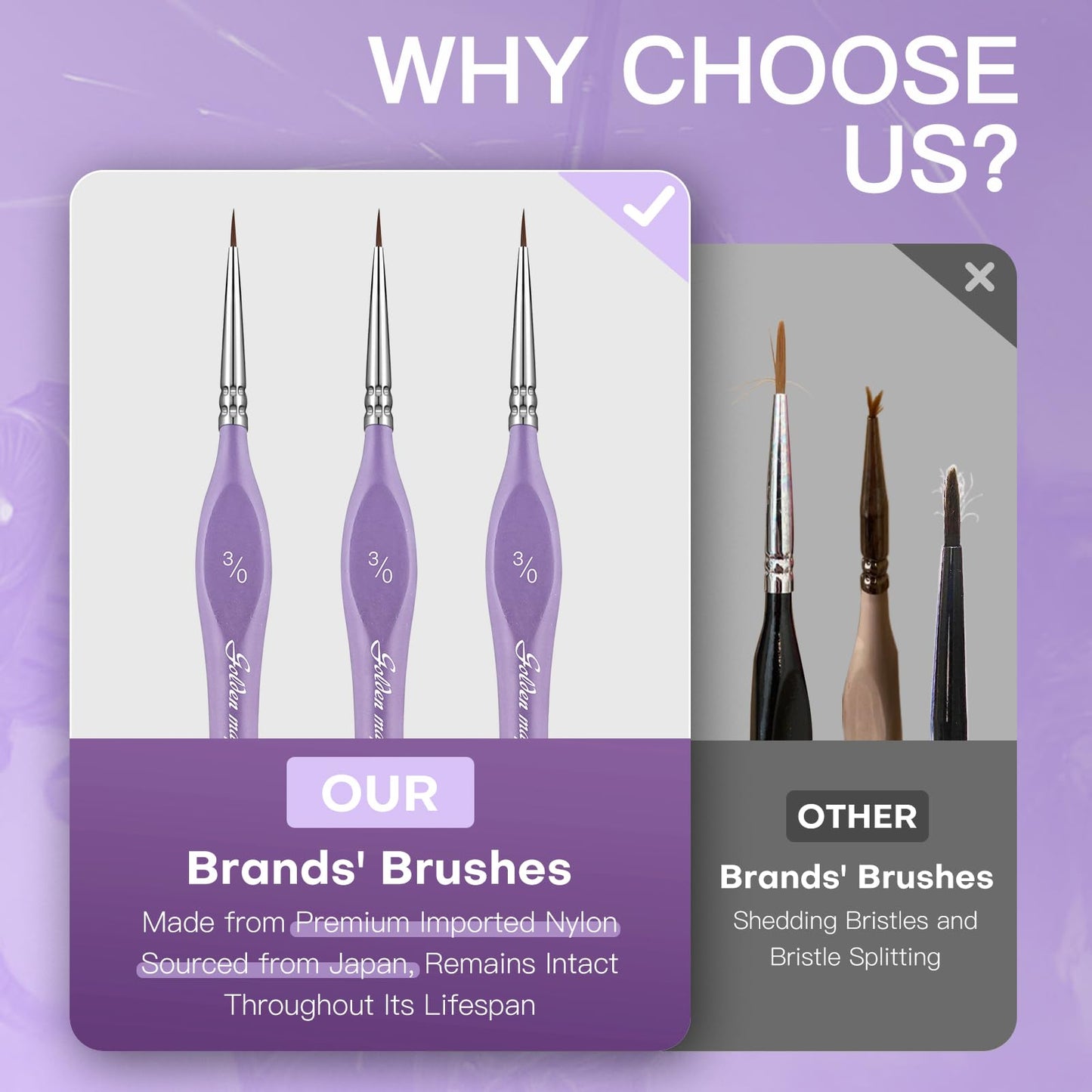 6PCS 3/0 Ultra Fine Tip Miniature Brush Set