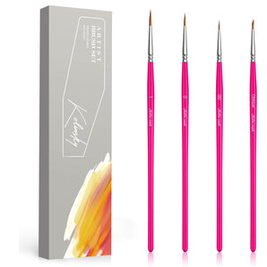 Rose Red 00, 0, 1 Kolinsky Sable Miniature Paint Brush Set - 4pcs/set