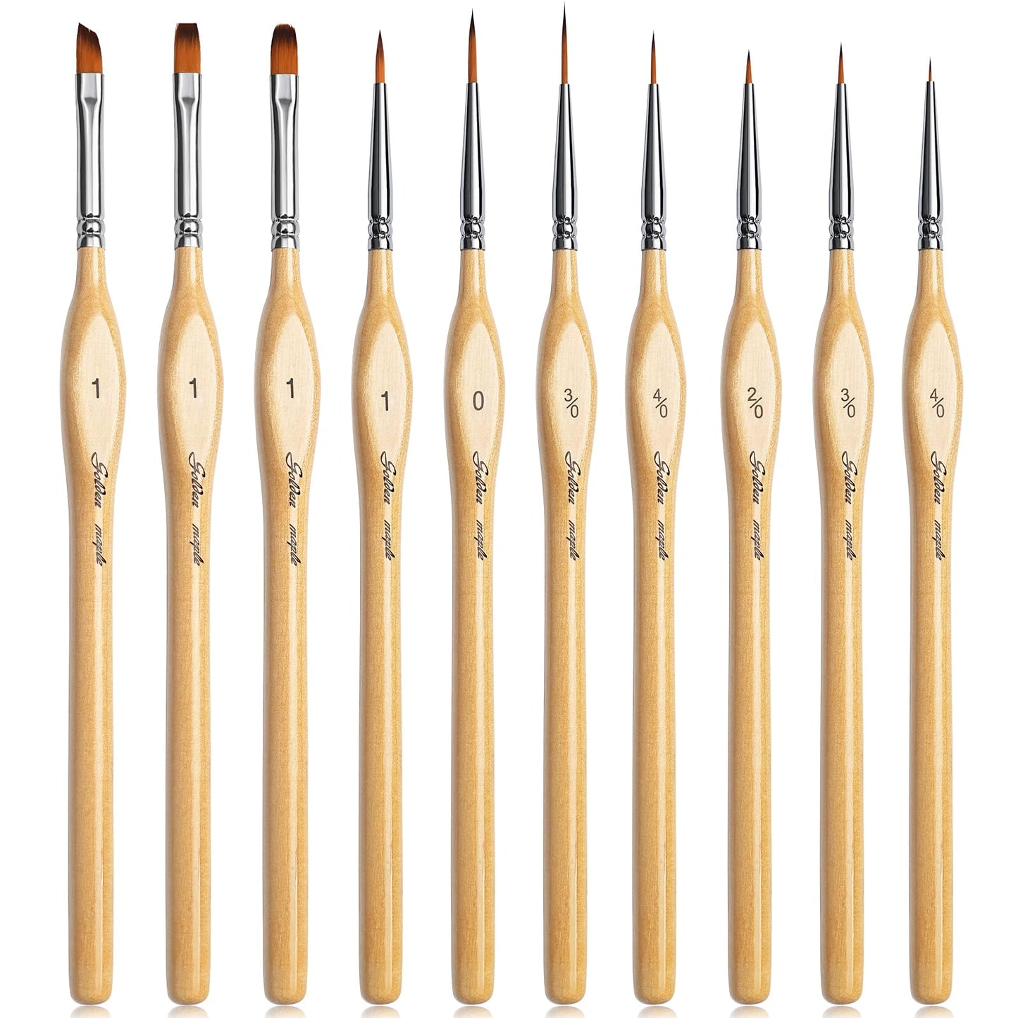10PCS Detail Paint Brushes Flat Angle Filbert Fine Detail Brush Set
