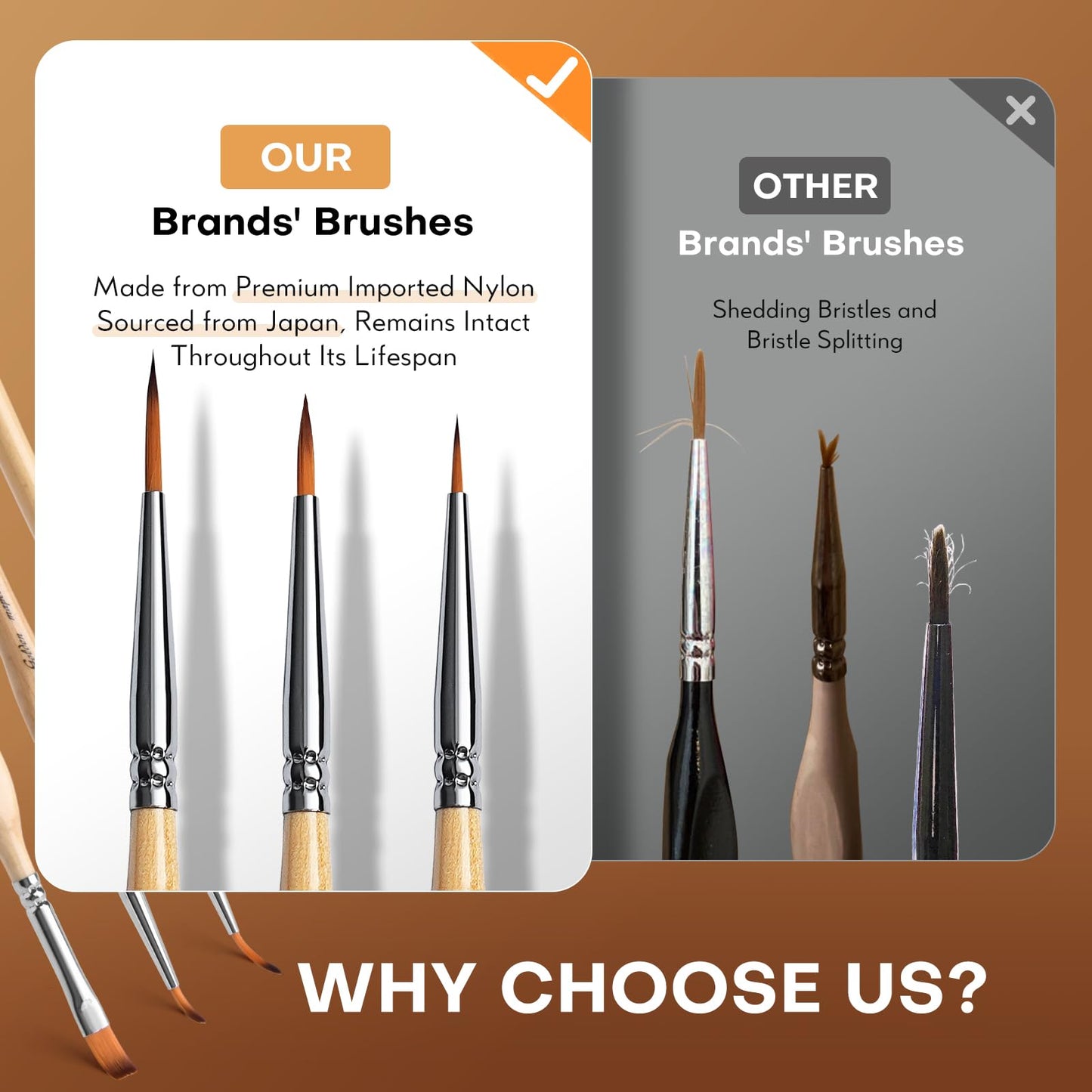 10PCS Detail Paint Brushes Flat Angle Filbert Fine Detail Brush Set