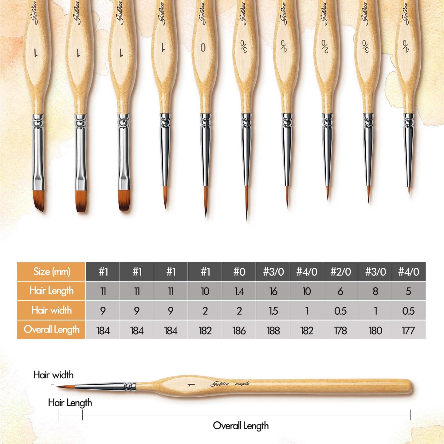 10PCS Detail Paint Brushes Flat Angle Filbert Fine Detail Brush Set