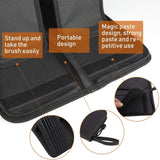 Black portable travel brush case with stand-up design & Velcro closure. Holds synthetic detail & miniature paint brushes.