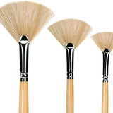 Hog Bristle Fan Paint Brush, also known as China or Chungking bristle, with stiff, strong natural bristles & wooden handle.