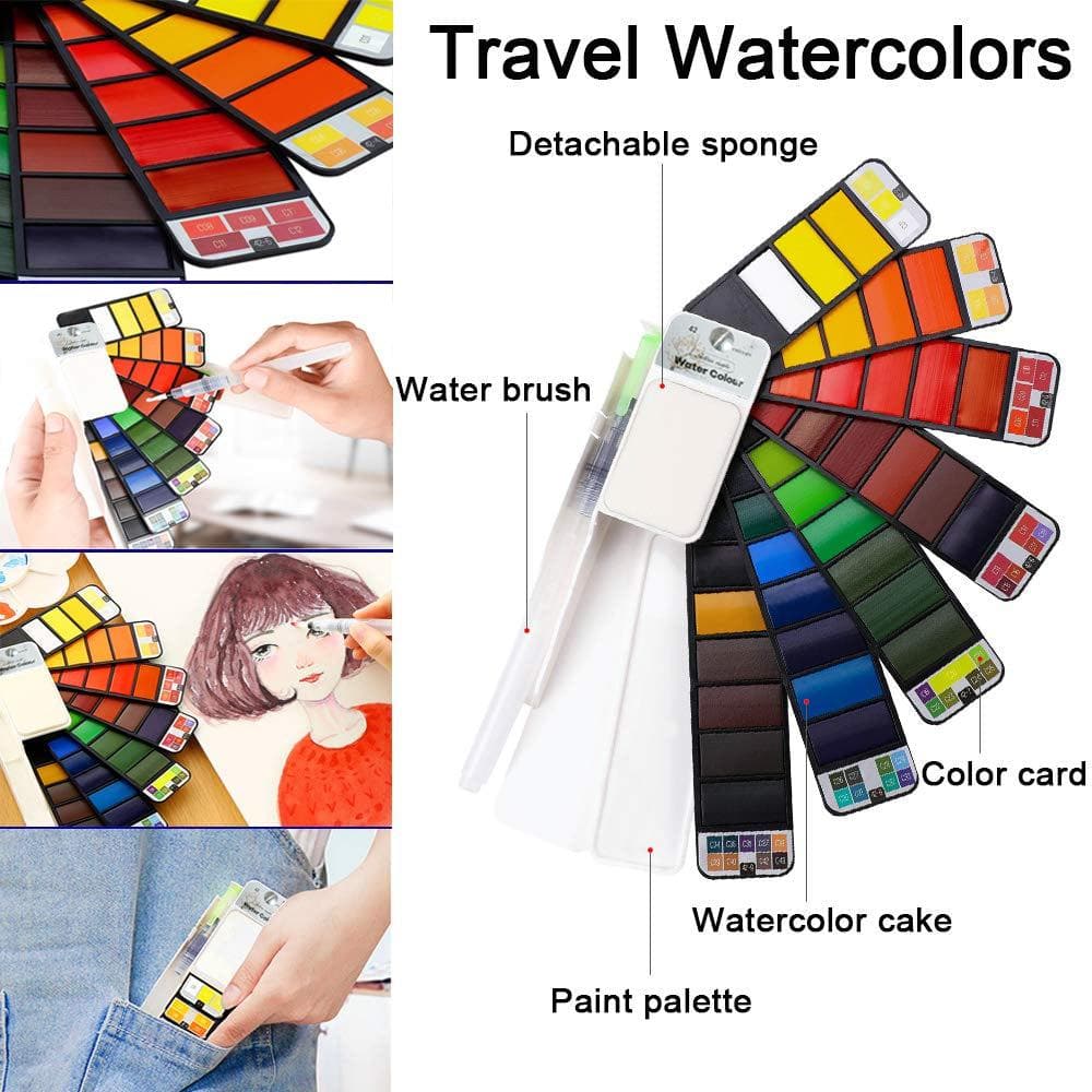 Golden maple Travel Portable Watercolor Set Pocket Field Sketch Kit
