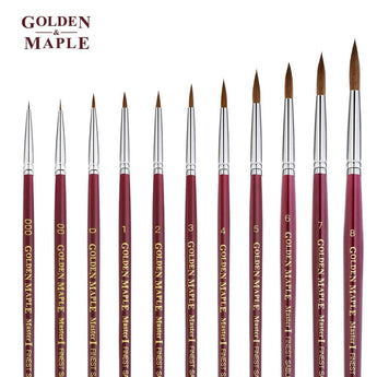 Fine detail miniature brush set: round, flat & extra-fine tips, with Game Color acrylic paints for miniature model painting.