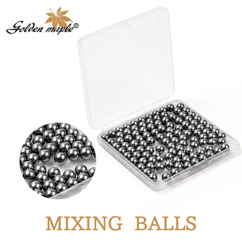 Stainless steel paint mixing ball.