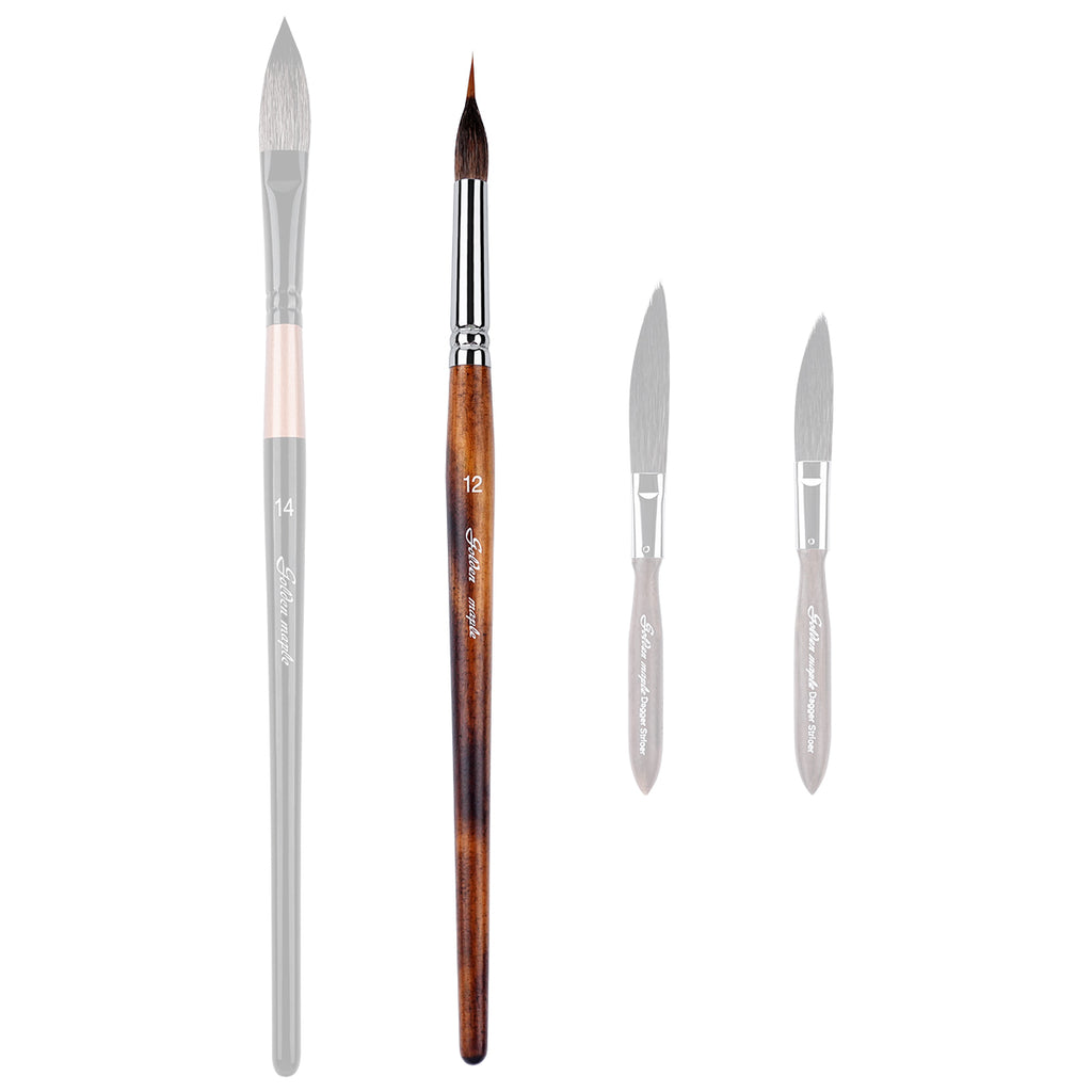 Golden Maple 4PCS Floral Watercolor Brush Set-Long Needle/Cat Tone/Dagger Brush