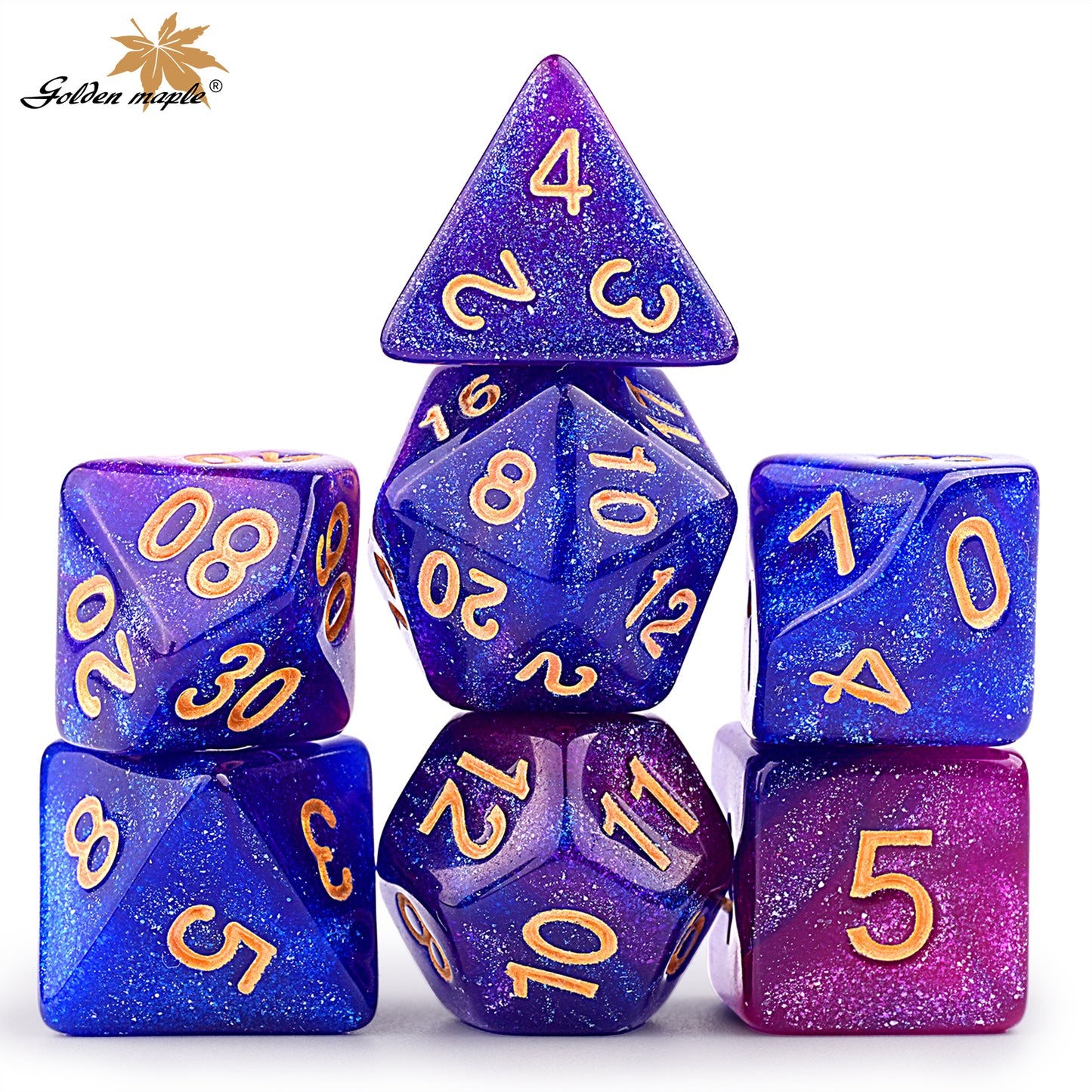 Goldenmaple Polyhedral Dice Set with Dice Bag for Dungeons and Dragons RPG MTG Role Playing Table Games