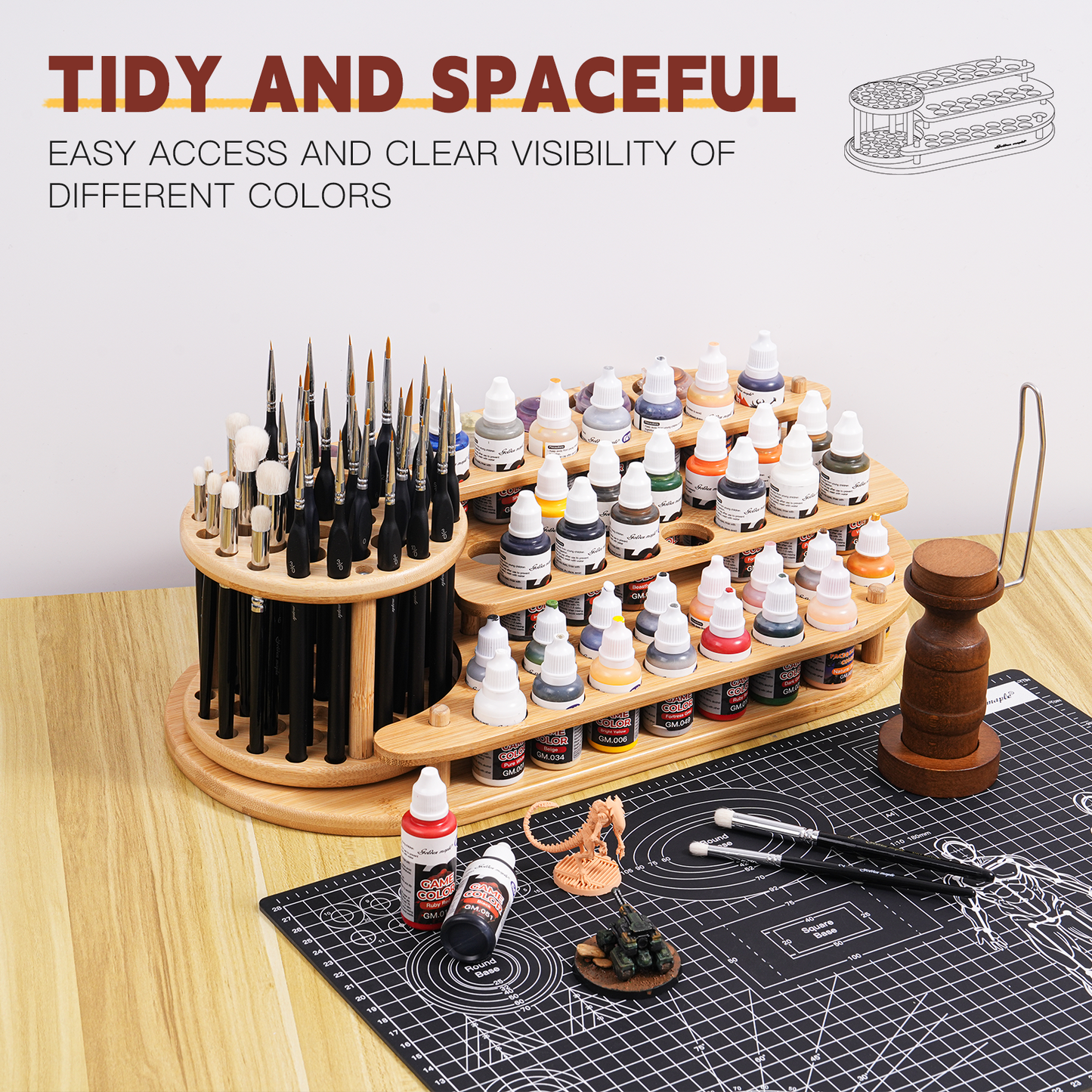 Golden Maple 2 in 1 Paints and Brushes Organizer