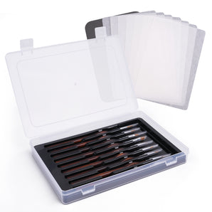 Wet Palette Kit includes 9pcs Miniature Detail Miniature Brush Set in a clear travel case with sponges & wet papers.