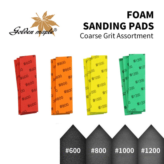 Golden Maple hand-made DIY sponge sandpaper block grinding strip handmade  Foam Sanding Pads  12 pieces jewelry polishing arc surface wet and dry dual-use model tool  Foam Sanding Pads