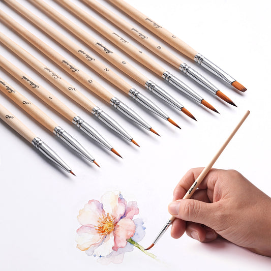 Goldenmaple 10pcs Professional Miniature Brush Set