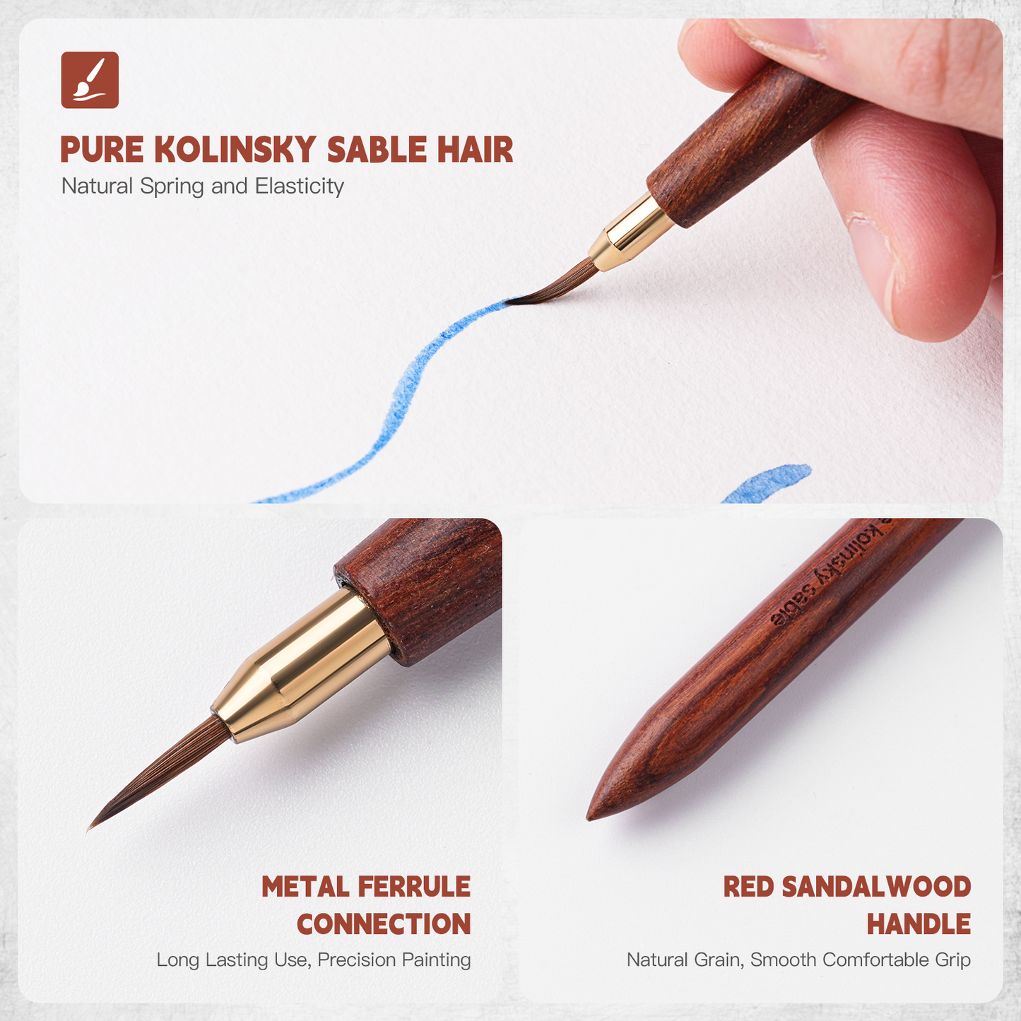 Golden Maple 6PCS Kolinsky Detail Brush Set