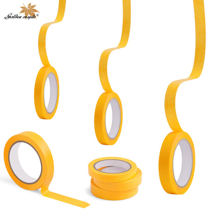 Goldenmaple 5 Rolls Pinstripe Tape - Masking Tape 5/16", 5/13", 15/32"Inch Wide, - Thin Painters Masking Automotive Tape for DIY, Miniatures, Car, Auto, Paint, Art, Tumblers (Yellow)