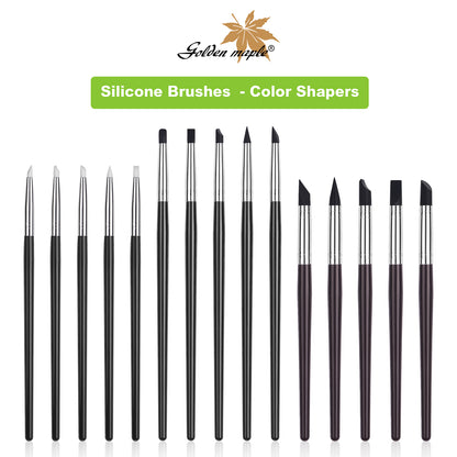 Golden Maple Clay Shapers - Color Shapers  Black Firm Clay Coloring Drawing Tool Set - 5pcs Silicone Tips, Clay Shapers, Pottery Painting Tools