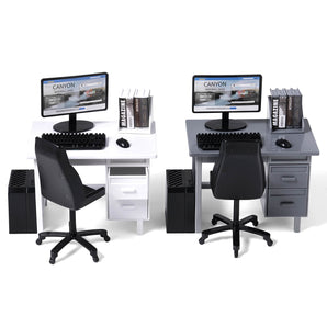 Miniature Office Desk Set – Computer Table, Chair, Monitor & Accessories for Diorama Display