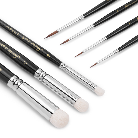 Golden Maple Master I: 7PCS Kolinsky Sable & Goat Hair Miniature Paint Brush Set