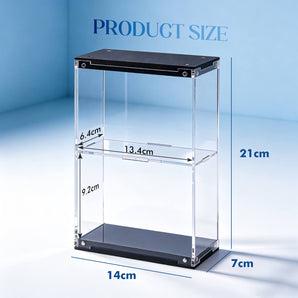 2-Tier Clear Acrylic Display Case with Magnetic Assembly & Closure — Dust-Proof Storage for Miniatures & Collectibles