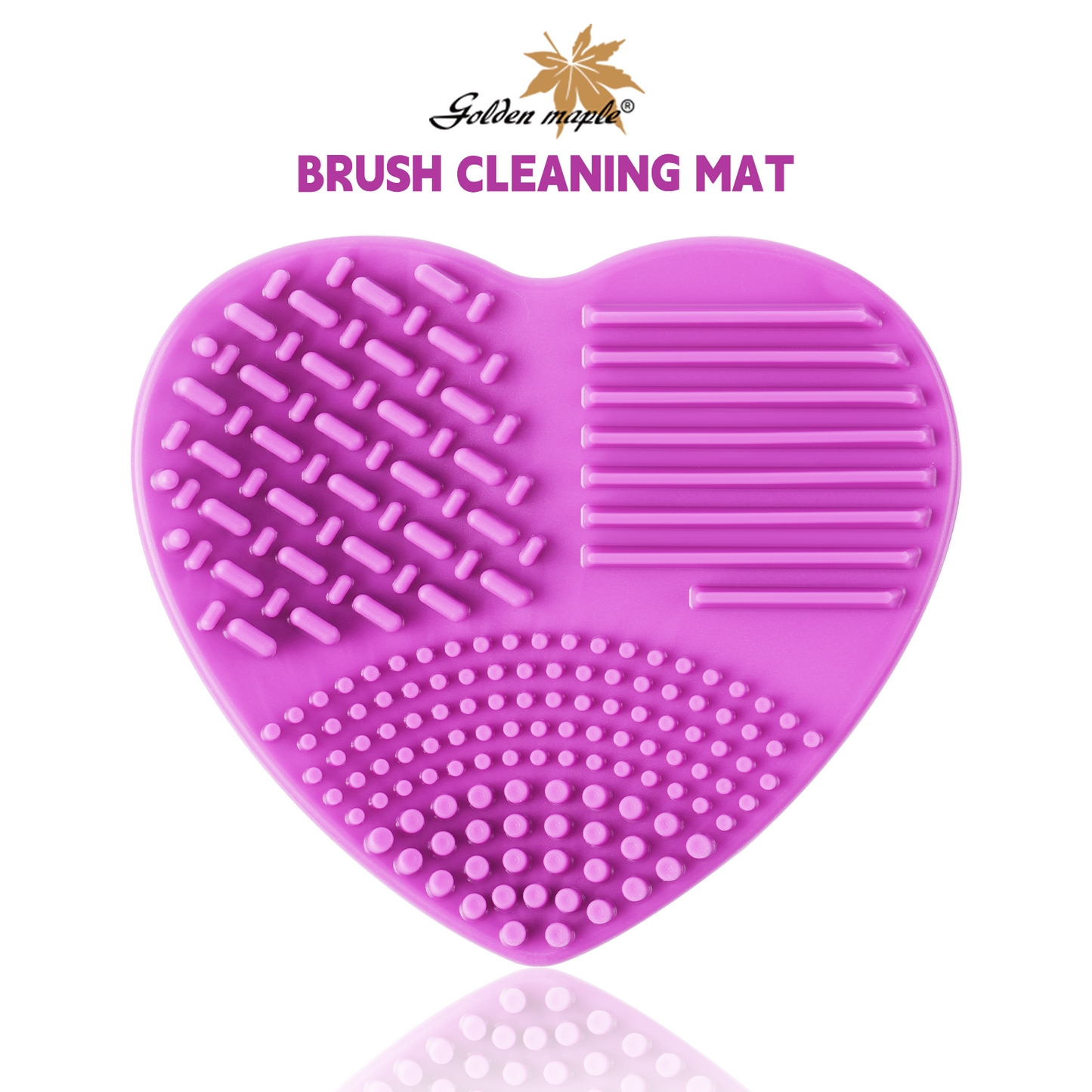 Golden Maple Brush Cleansing Brush Cleaner,Soft Silicone Washing Scrubber,Heart shaped Scrub for Cosmetic Makeup Brush Cleaning Mat