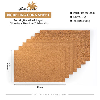 Cork Sheet Dimensions: 30mm x 20mm, modeling cork sheets made of premium material for versatile hobby terrain building.