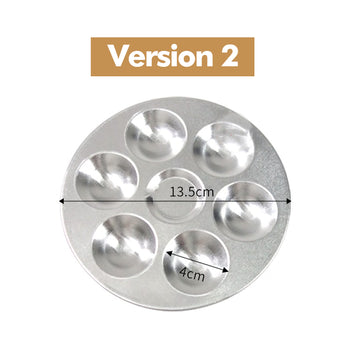 Round 7-well aluminum travel mixing palette, 13.5cm, for watercolor, acrylic, oil, gouache.