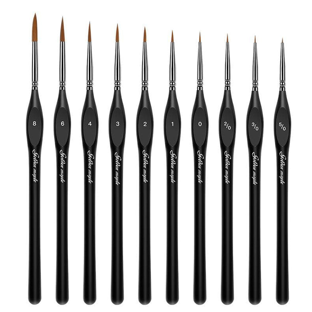 Detail Paint Brush Set Triangular Handles 10pcs