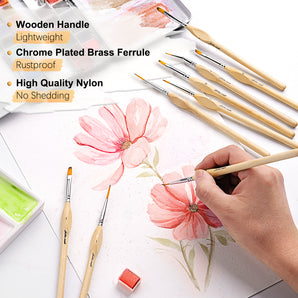 All-in-One Professional Model Nylon Detail Paint Brush - 15 pcs/set (Round, Flat, Liner, Filbert, Angular, Angle)