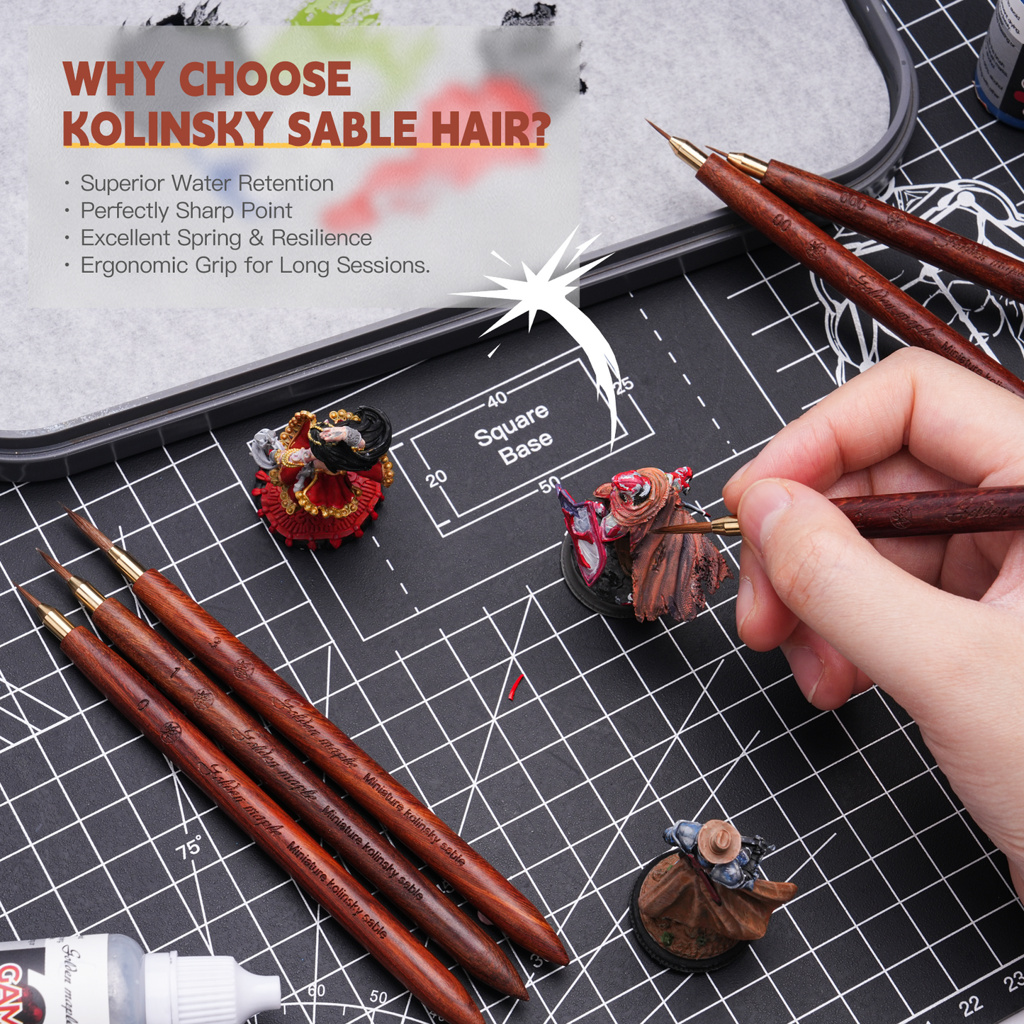 Golden Maple 6PCS Kolinsky Detail Brush Set