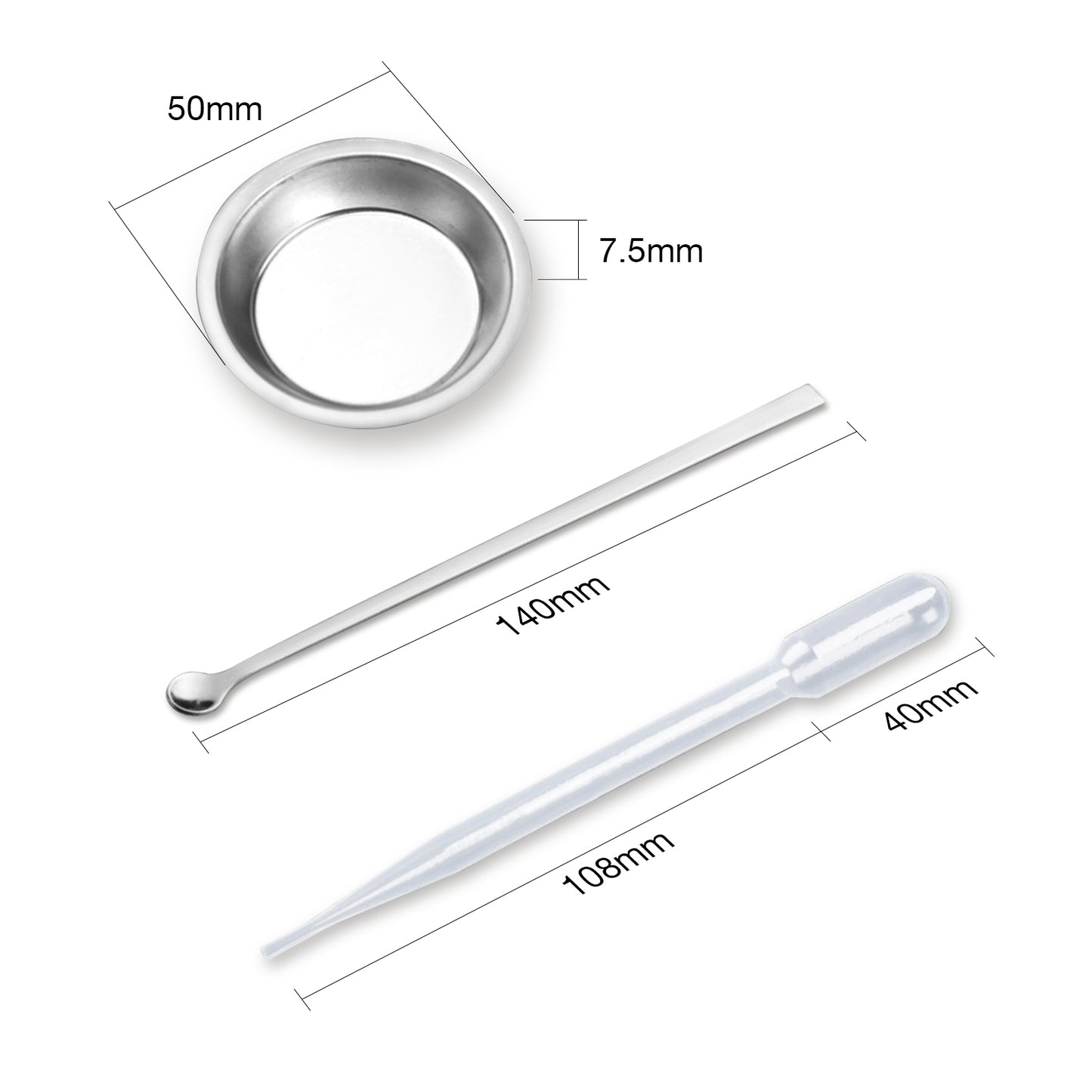 Golden Maple 2PCS Small Paint Tray Paint Mixing Palette 2PCS Metal Paint Stirrers and 2PCS Clear Plastic Droppers for DIY Art Craft, Airbrush Model Paints, Watercolors Small Round Mixing Palette Paint Tray, Pigment Mixing Cups