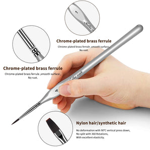 Golden Maple detail brush, highlighting its chrome-plated brass ferrule and durable synthetic nylon hair.
