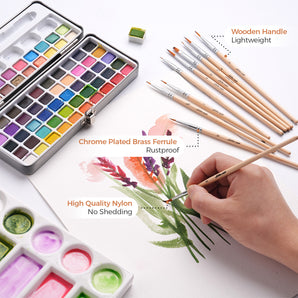 Nylon Flat, Round Miniature Brush - 10pcs/set