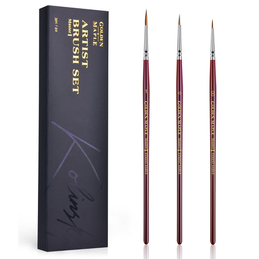 Golden Maple Master Ⅰ Kolinsky Sable Miniature Paint Brushes Professional Detail Paint Brushes, Ultra Fine Paint Brushes for Miniatures, Details, 40k, Fingure, D&D, Size 00, 0, 1