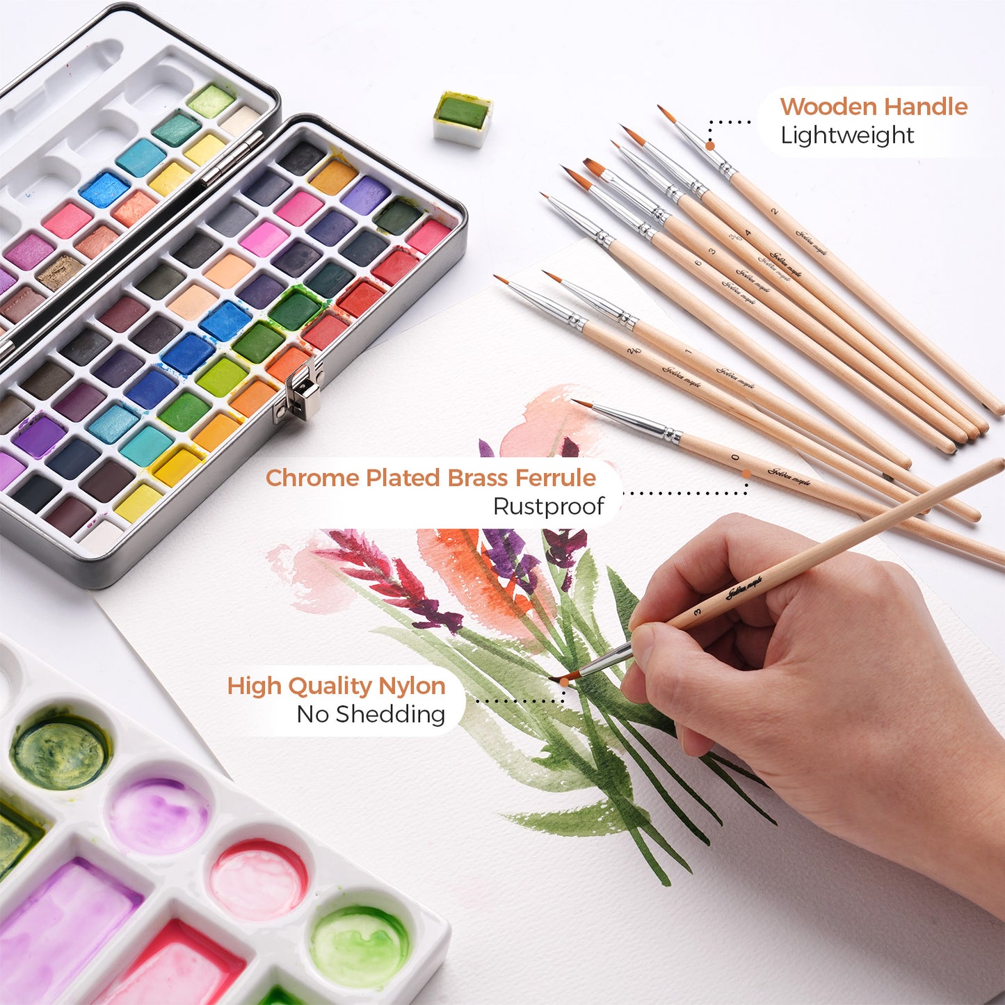 Goldenmaple 10pcs Professional Miniature Brush Set