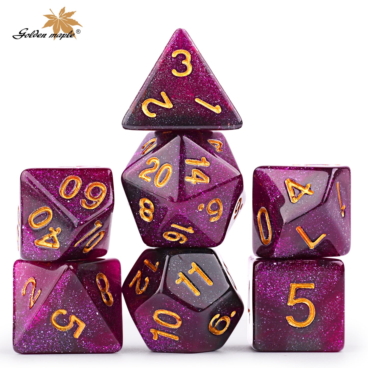Goldenmaple Polyhedral Dice Set with Dice Bag for Dungeons and Dragons RPG MTG Role Playing Table Games
